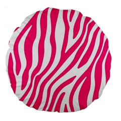 Pink Fucsia Zebra Vibes Animal Print Large 18  Premium Flano Round Cushions by ConteMonfrey