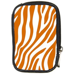 Orange Zebra Vibes Animal Print   Compact Camera Leather Case by ConteMonfrey