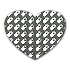 Grey And White Little Paws Heart Mousepad by ConteMonfrey