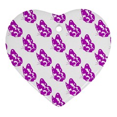 Purple Butterflies On Their Own Way  Ornament (heart) by ConteMonfrey
