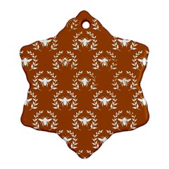 Brown Golden Bees Snowflake Ornament (two Sides) by ConteMonfrey