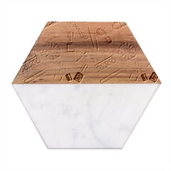 Manicure Nail Pedicure Marble Wood Coaster (hexagon)  by SychEva