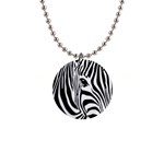 Animal Cute Pattern Art Zebra 1  Button Necklace