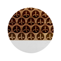 Christmas Candles Seamless Pattern Marble Wood Coaster (round) by Amaryn4rt