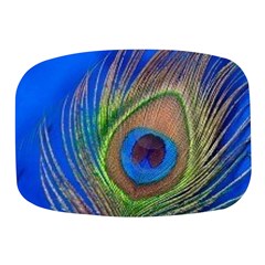 Blue Peacock Feather Mini Square Pill Box by Amaryn4rt