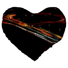 Highway Night Lighthouse Car Fast Large 19  Premium Flano Heart Shape Cushions by Amaryn4rt