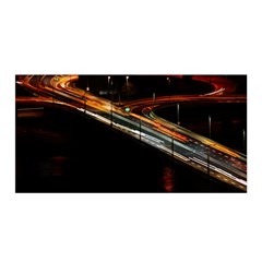 Highway Night Lighthouse Car Fast Satin Wrap 35  X 70  by Amaryn4rt