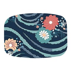 Waves Flowers Pattern Water Floral Minimalist Mini Square Pill Box by Wegoenart