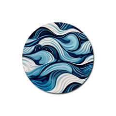 Pattern Ocean Waves Arctic Ocean Blue Nature Sea Rubber Round Coaster (4 Pack) by Wegoenart