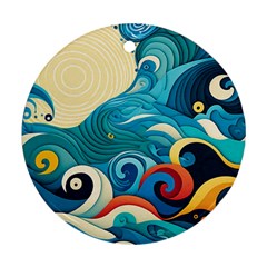 Waves Ocean Sea Abstract Whimsical Abstract Art 5 Round Ornament (two Sides) by Wegoenart