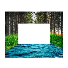River Forest Landscape Nature White Tabletop Photo Frame 4 x6  by Celenk