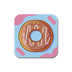 Dessert Food Donut Sweet Decor Chocolate Bread Rubber Square Coaster (4 Pack)
