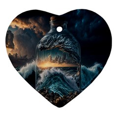 Fantasy People Mysticism Composing Fairytale Art 2 Heart Ornament (two Sides)