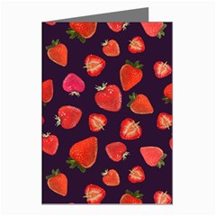 Strawberry On Black Greeting Cards (pkg Of 8) by SychEva