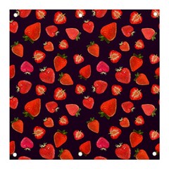 Strawberry On Black Banner And Sign 3  X 3  by SychEva