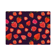 Strawberry On Black Premium Plush Fleece Blanket (mini) by SychEva