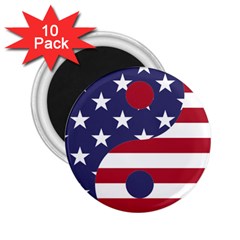 Yang Yin America Flag Abstract Art Asian Balance 2 25  Magnets (10 Pack)  by Wegoenart
