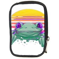 Frog Animal Sun Amphibian Figure Digital Art Compact Camera Leather Case by Wegoenart