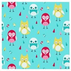 Owls Owl Bird Cute Animal Art Vector  Pattern Colorful Wooden Puzzle Square by Salman4z