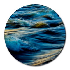 Waves Wave Water Blue Sea Ocean Abstract Round Mousepad