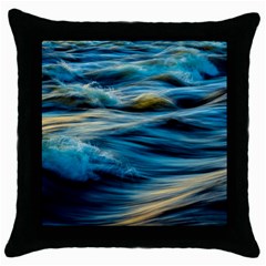 Waves Wave Water Blue Sea Ocean Abstract Throw Pillow Case (black)