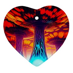 Sci-fi Fantasy Art Painting Colorful Pattern Ornament (heart) by Ravend