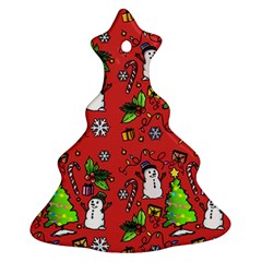 Santa Snowman Gift Holiday Christmas Cartoon Christmas Tree Ornament (two Sides) by Ravend