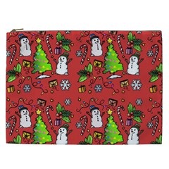 Santa Snowman Gift Holiday Christmas Cartoon Cosmetic Bag (xxl) by Ravend