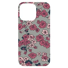Traditional Cherry Blossom On A Gray Background Iphone 14 Pro Max Black Uv Print Case by Kiyoshi88