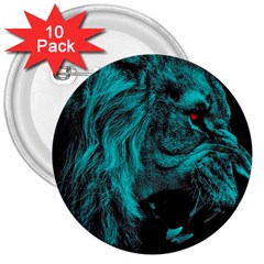 Angry Male Lion Predator Carnivore 3  Buttons (10 Pack) 