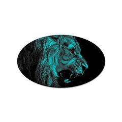 Angry Male Lion Predator Carnivore Sticker Oval (10 Pack)