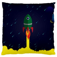 Rocket Halftone Astrology Astronaut Large Premium Plush Fleece Cushion Case (two Sides) by Salman4z