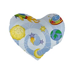 Science Fiction Outer Space Standard 16  Premium Heart Shape Cushions by Salman4z
