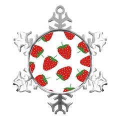 Seamless Pattern Fresh Strawberry Metal Small Snowflake Ornament by Salman4z