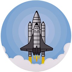 Rocket Shuttle Spaceship Science Uv Print Round Tile Coaster by Salman4z