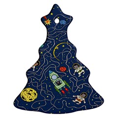 Cat Cosmos Cosmonaut Rocket Christmas Tree Ornament (two Sides) by Salman4z