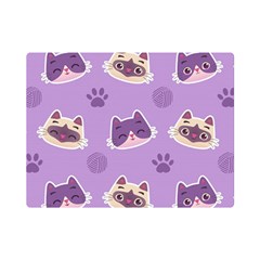 Cute Colorful Cat Kitten With Paw Yarn Ball Seamless Pattern Premium Plush Fleece Blanket (mini) by Salman4z