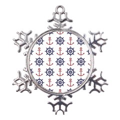 Nautical Seamless Pattern Metal Large Snowflake Ornament by Salman4z