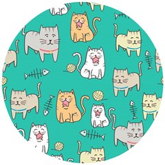 Seamless-pattern-cute-cat-cartoon-with-hand-drawn-style Wooden Puzzle Round by Salman4z