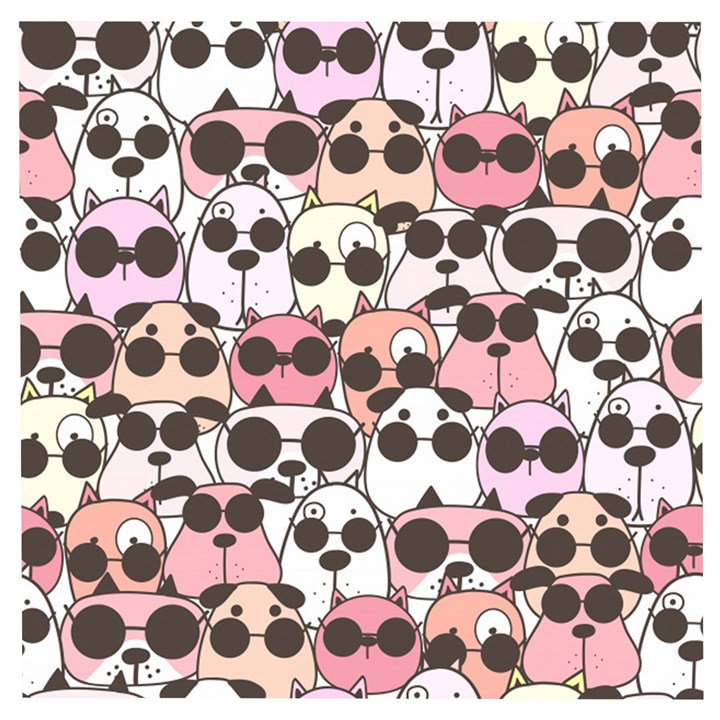 Cute-dog-seamless-pattern-background Wooden Puzzle Square