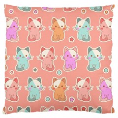 Cute-kawaii-kittens-seamless-pattern Large Cushion Case (two Sides) by Salman4z