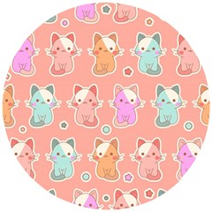 Cute-kawaii-kittens-seamless-pattern Wooden Puzzle Round by Salman4z