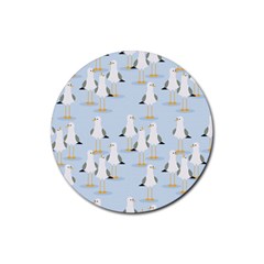 Cute-seagulls-seamless-pattern-light-blue-background Rubber Coaster (round) by Salman4z