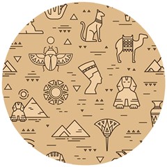 Egyptian-seamless-pattern-symbols-landmarks-signs-egypt Wooden Puzzle Round by Salman4z