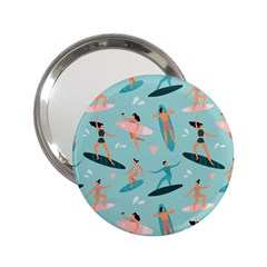 Beach-surfing-surfers-with-surfboards-surfer-rides-wave-summer-outdoors-surfboards-seamless-pattern- 2 25  Handbag Mirrors by Salman4z