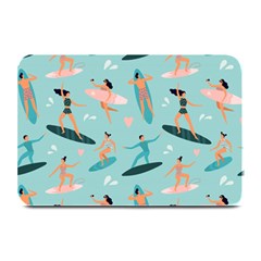 Beach-surfing-surfers-with-surfboards-surfer-rides-wave-summer-outdoors-surfboards-seamless-pattern- Plate Mats by Salman4z