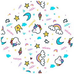 Unicorns-rainbows-seamless-pattern Wooden Puzzle Round by Salman4z
