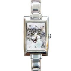 Cat Pet Art Abstract Watercolor Rectangle Italian Charm Watch by Jancukart