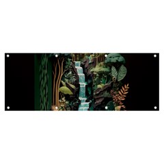 Jungle Tropical Trees Waterfall Plants Papercraft Banner And Sign 8  X 3  by Ravend