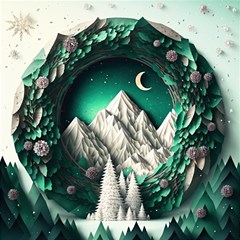 Christmas Wreath Winter Mountains Snow Stars Moon Play Mat (rectangle) by Ravend